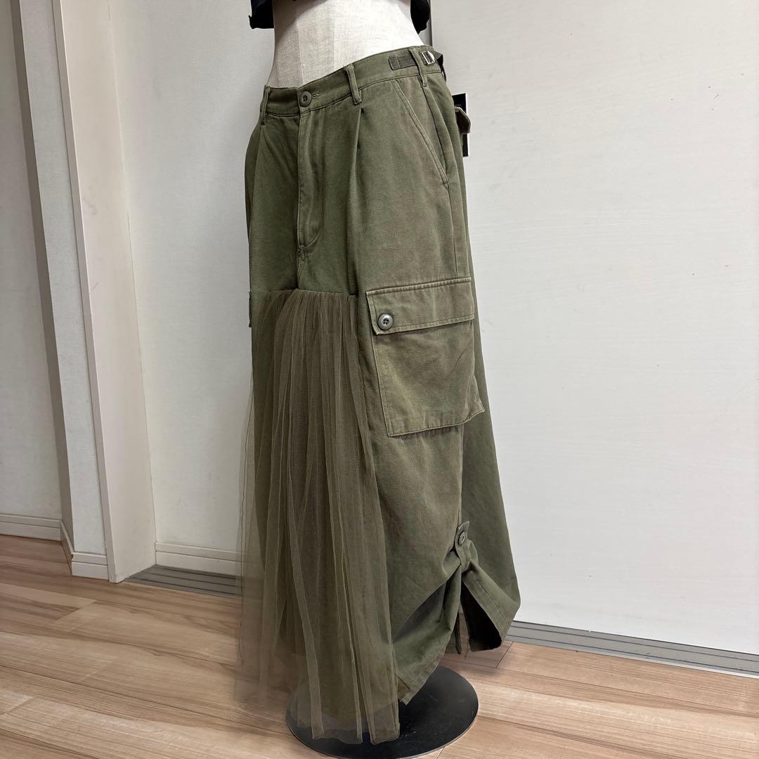 古着リメイクミリタリーチュール付きスカート