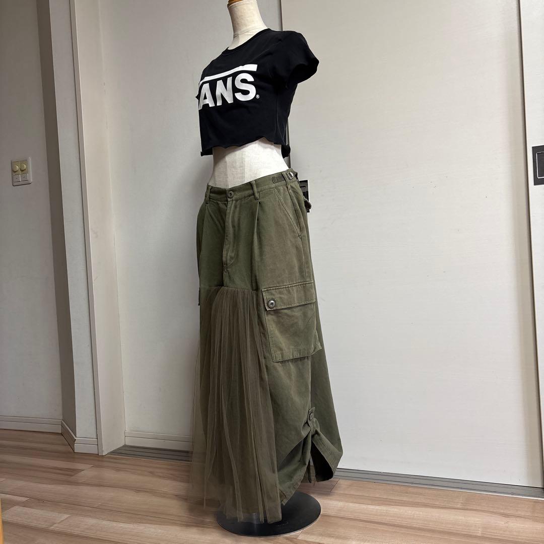 古着リメイクミリタリーチュール付きスカート