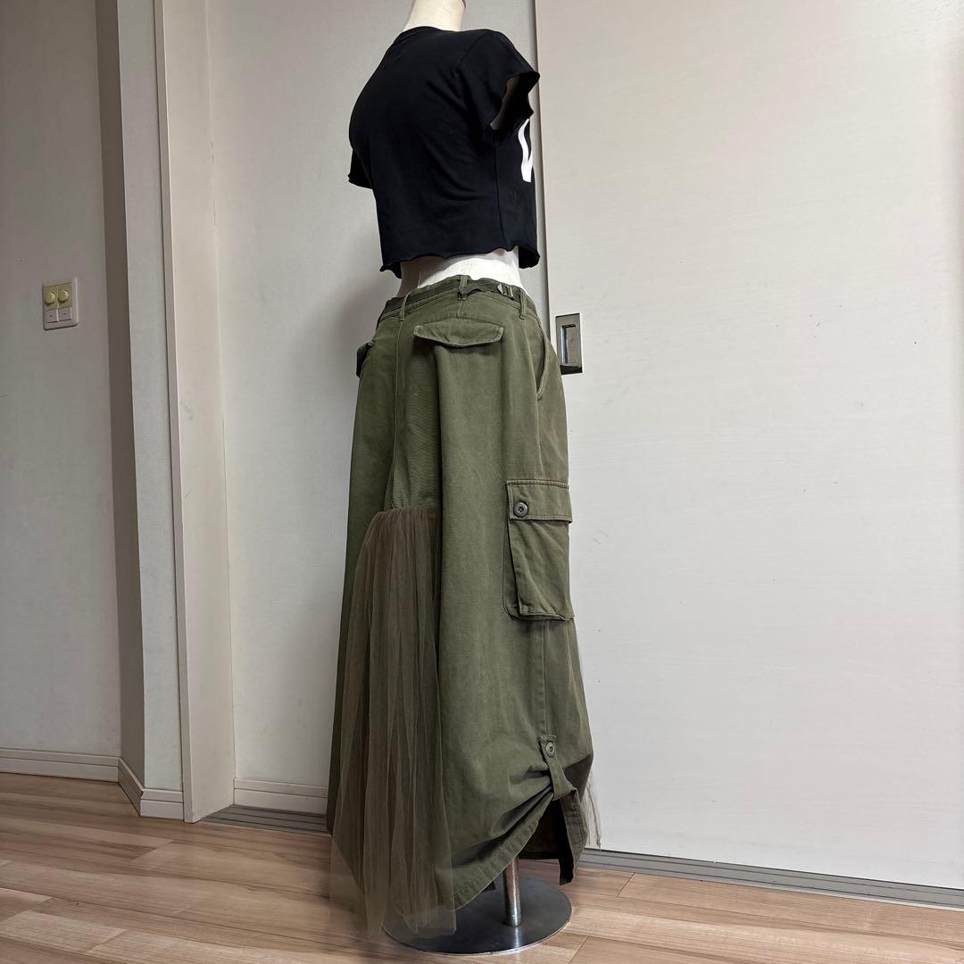 古着リメイクミリタリーチュール付きスカート
