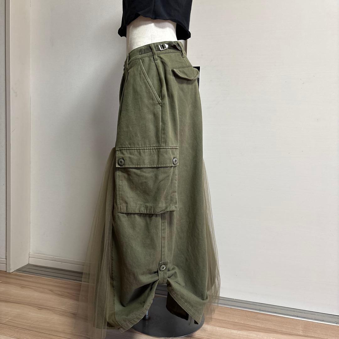 古着リメイクミリタリーチュール付きスカート