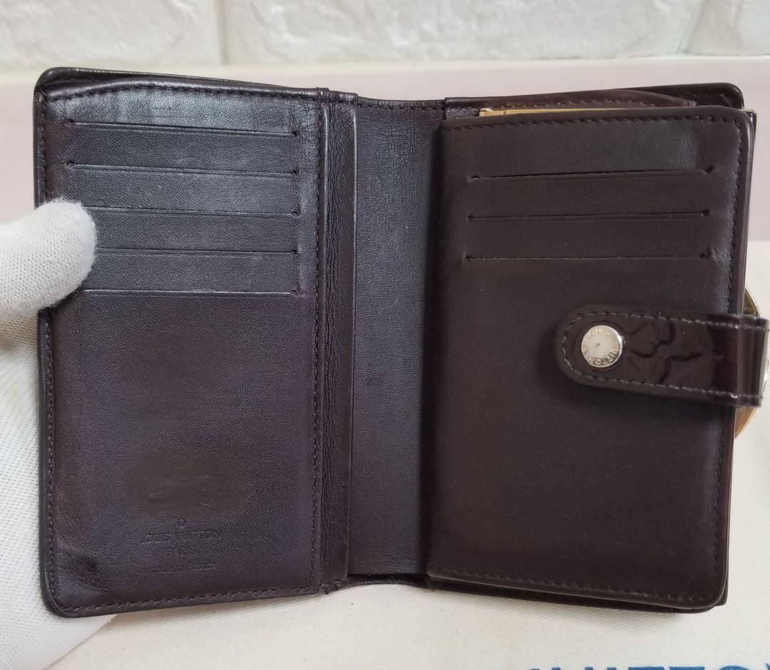 【艶あり良品】ルイヴィトン モノグラム ヴェルニ 二つ折り財布 がま口