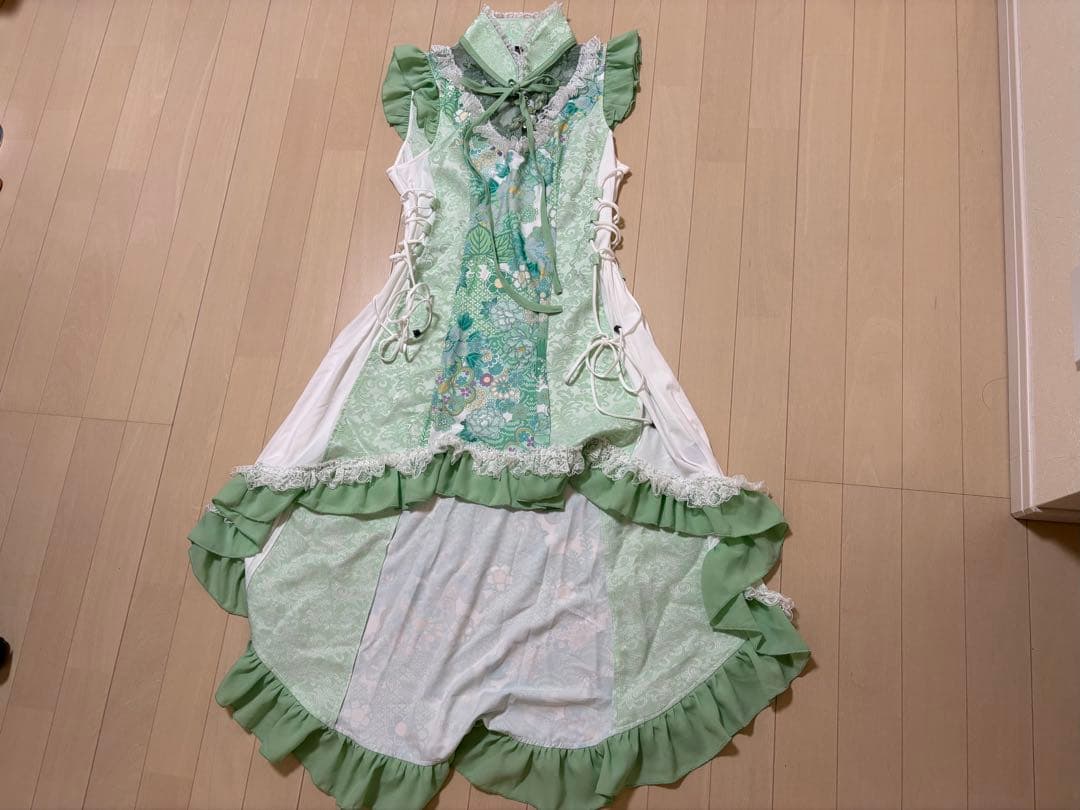 Qutie Frash ノースリーブロングワンピース 緑