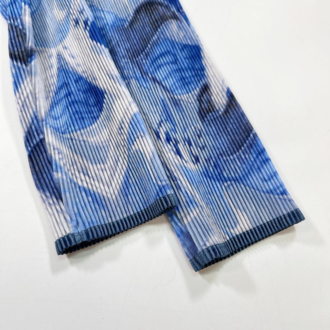 ISSEY MIYAKE FETE 総柄 プリーツ ジャケット ブルー系 2 M