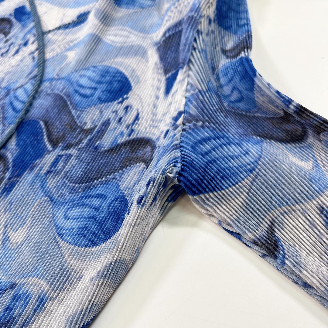 ISSEY MIYAKE FETE 総柄 プリーツ ジャケット ブルー系 2 M
