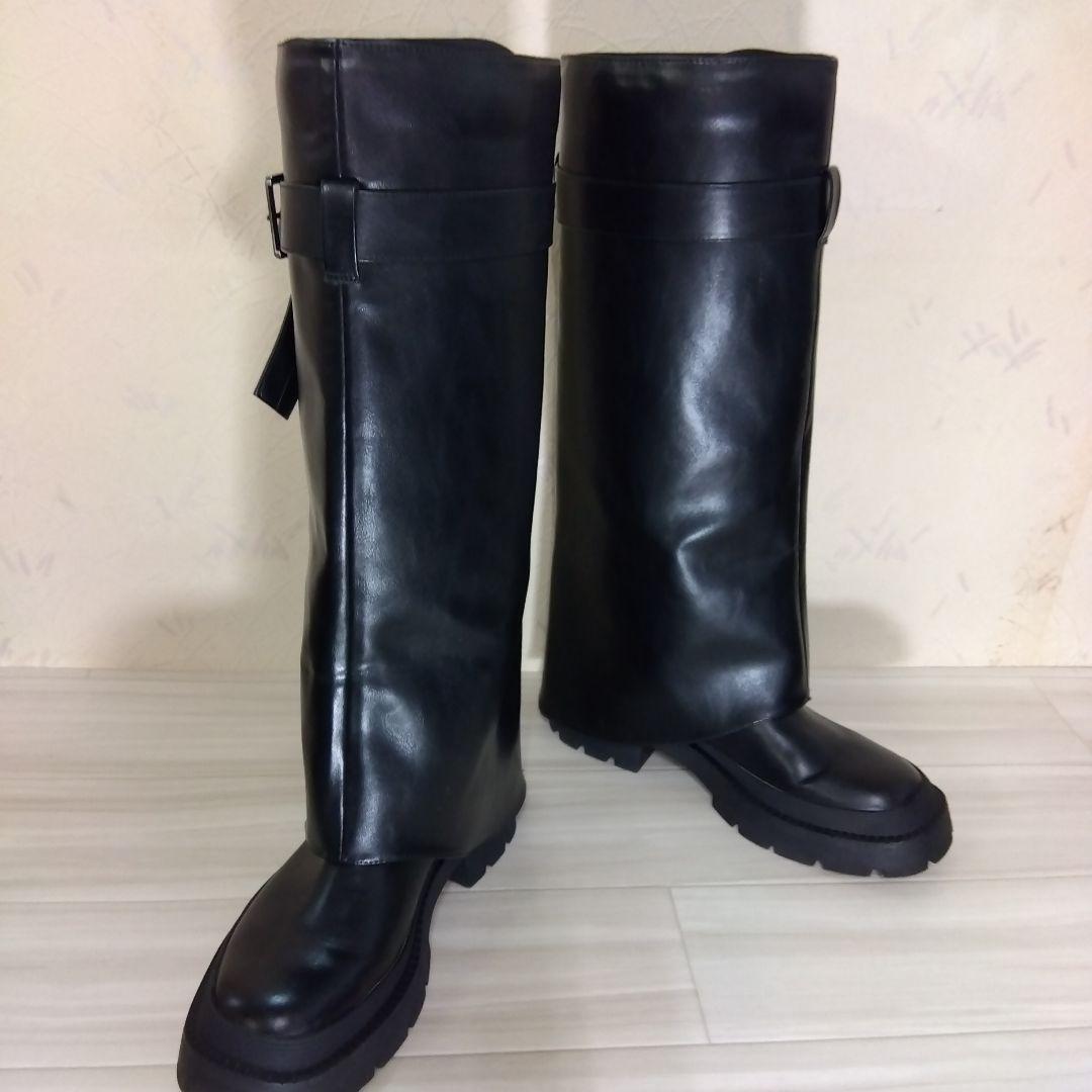 ZARA ザラ ニーハイゲートル黒ブラックロングブーツ38