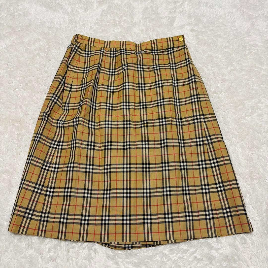 希少 バーバリー ノバチェック 金ボタン ラップキュロット キュロット XL