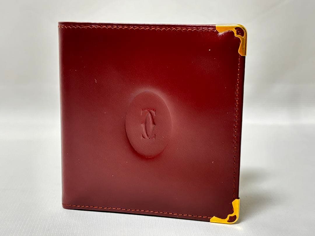 未使用 Cartier カルティエ マスト 二つ折り財布 札入れ ボルドー