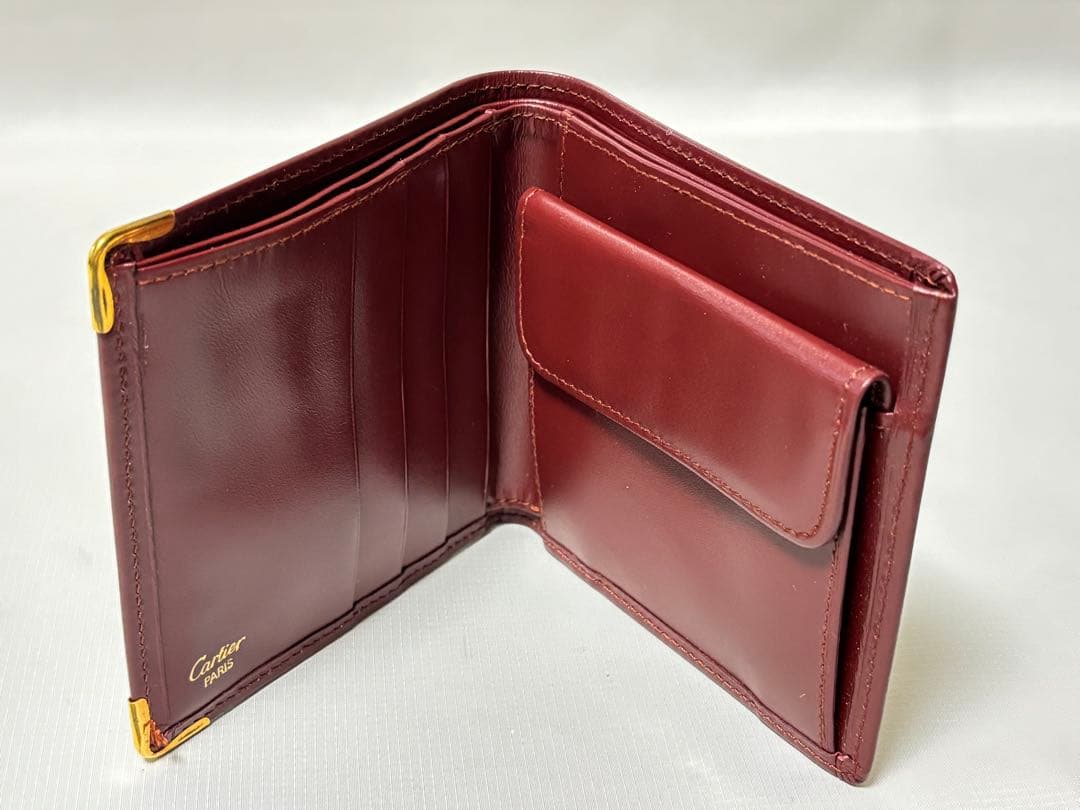 未使用 Cartier カルティエ マスト 二つ折り財布 札入れ ボルドー