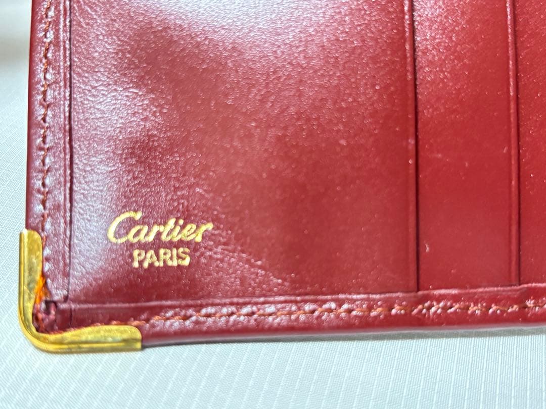 未使用 Cartier カルティエ マスト 二つ折り財布 札入れ ボルドー