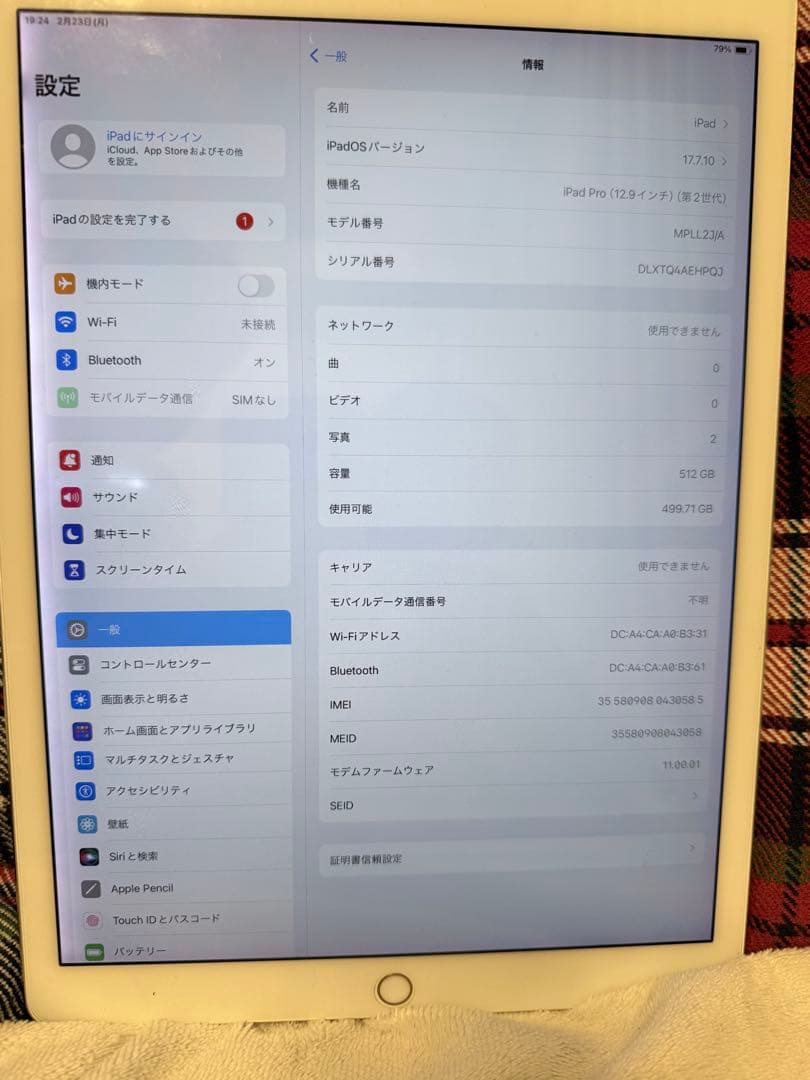 iPad Pro (12.9インチ) (第2世代) 512GB