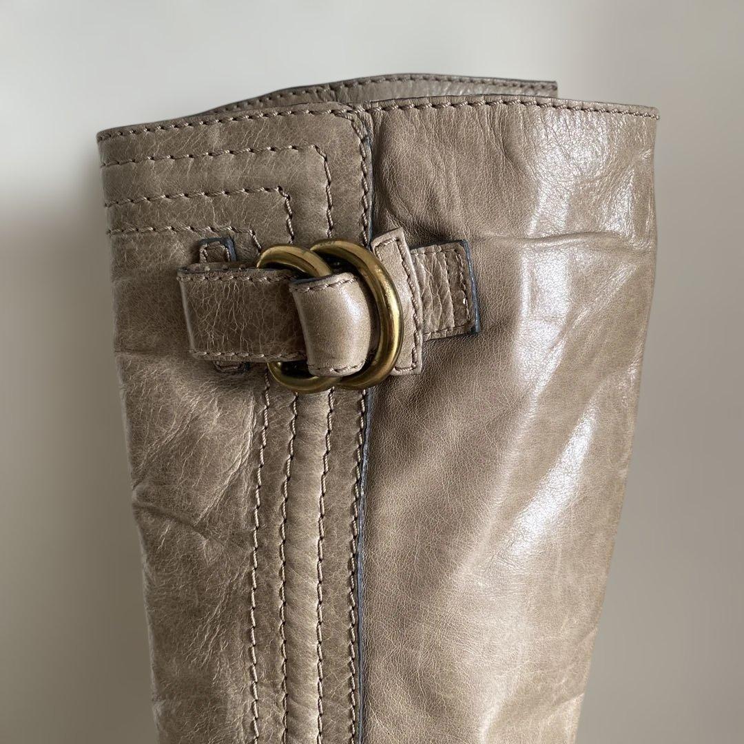 美品　クロエ　レザーロングブーツ　ベージュ系　サイズ37 Chloe イタリア製