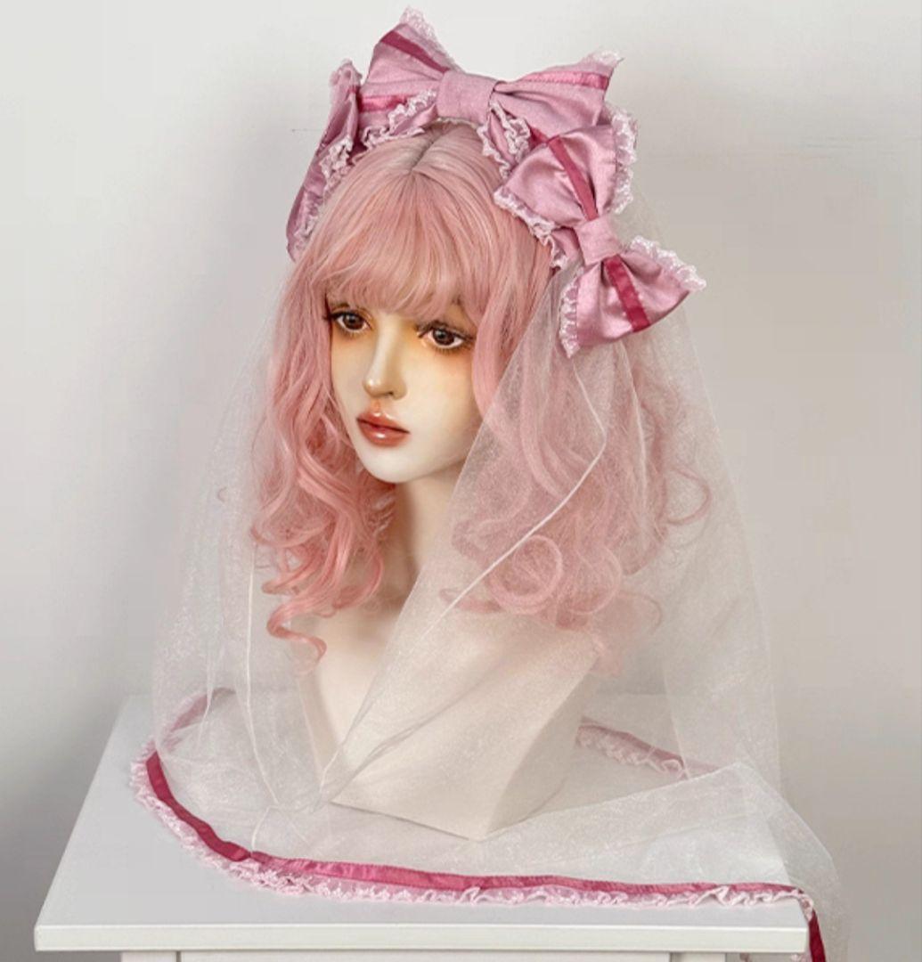 海外ロリータ ワンピースフルセット ピンク リボン