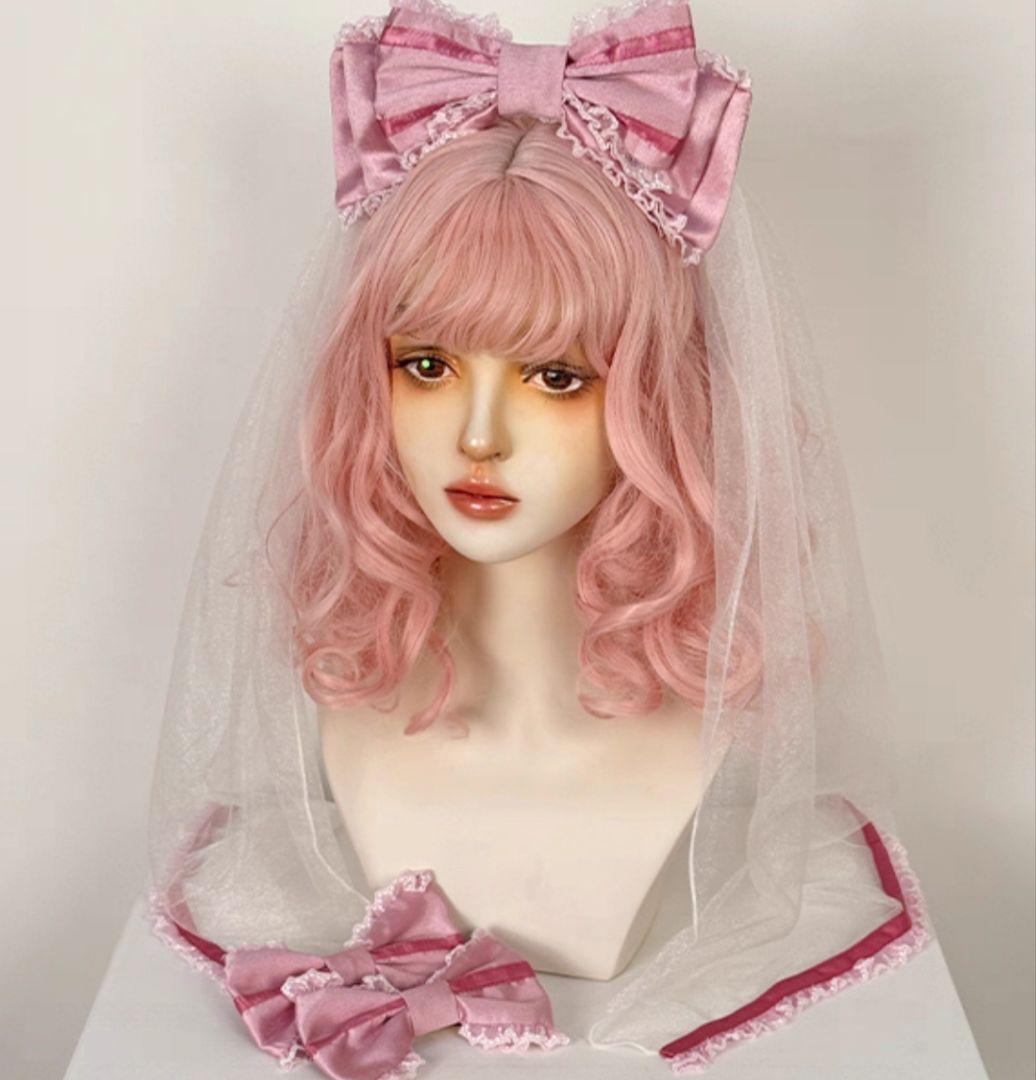 海外ロリータ ワンピースフルセット ピンク リボン