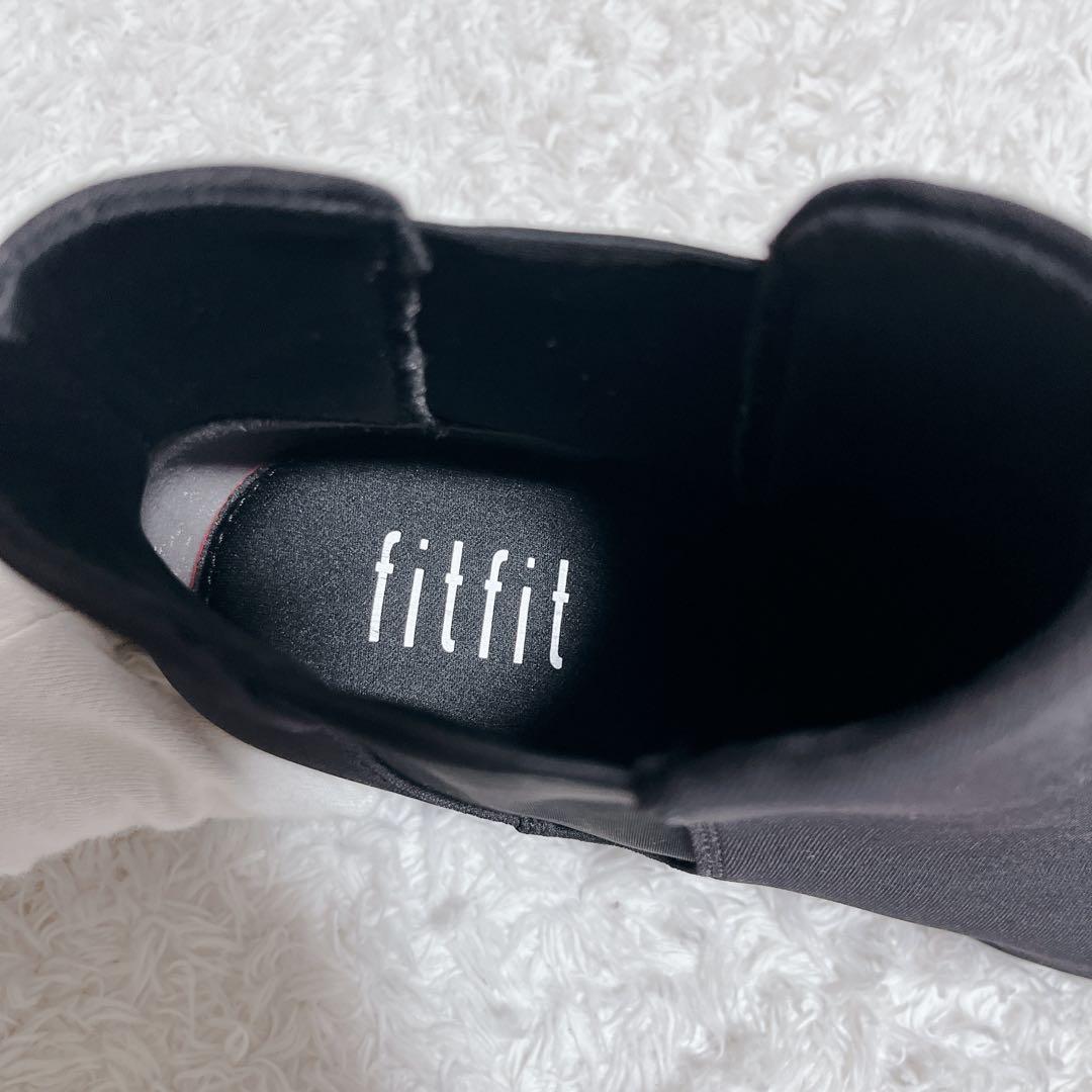 未使用✨fitfit サイドゴアブーツ　ショート　撥水ストレッチ　晴雨兼用　黒