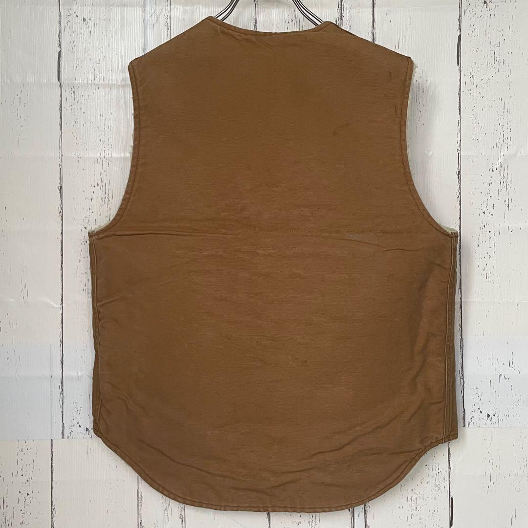 【かず】カーハート　Carhartt ダックベスト　ボア裏地　ブラウン　M