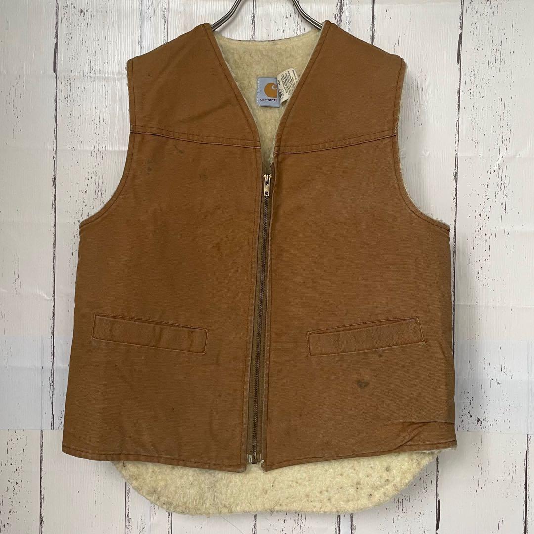 【かず】カーハート　Carhartt ダックベスト　ボア裏地　ブラウン　M