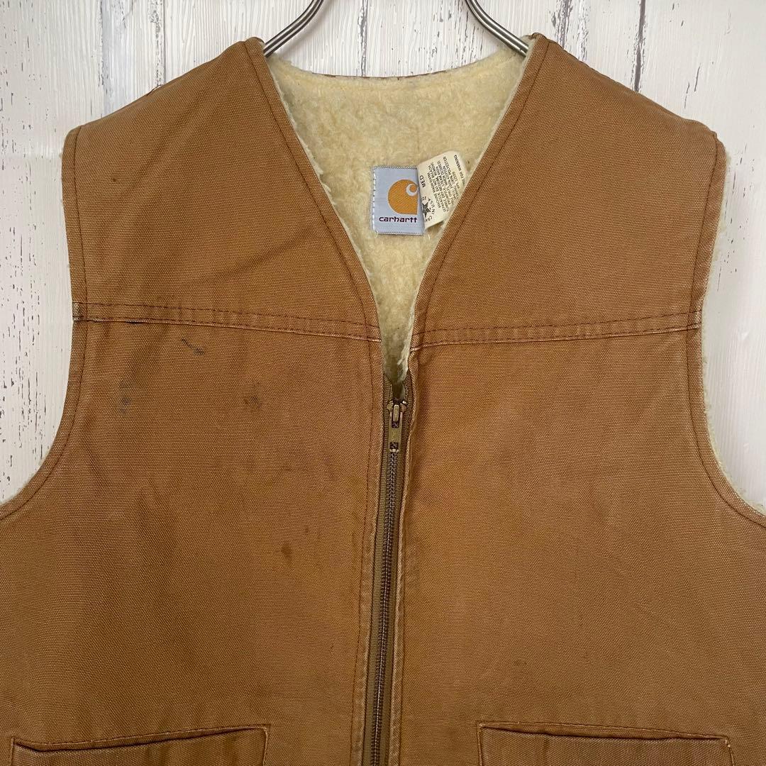 【かず】カーハート　Carhartt ダックベスト　ボア裏地　ブラウン　M