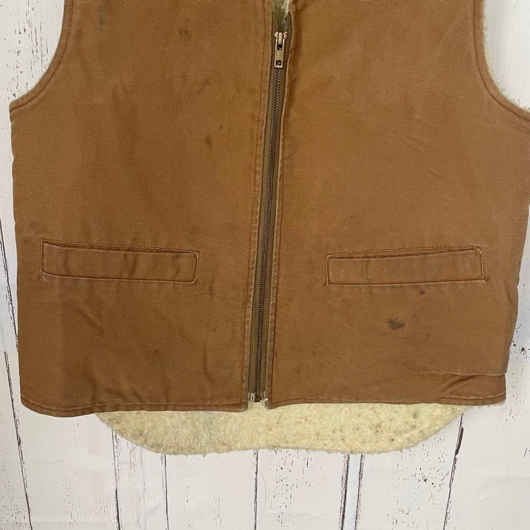 【かず】カーハート　Carhartt ダックベスト　ボア裏地　ブラウン　M