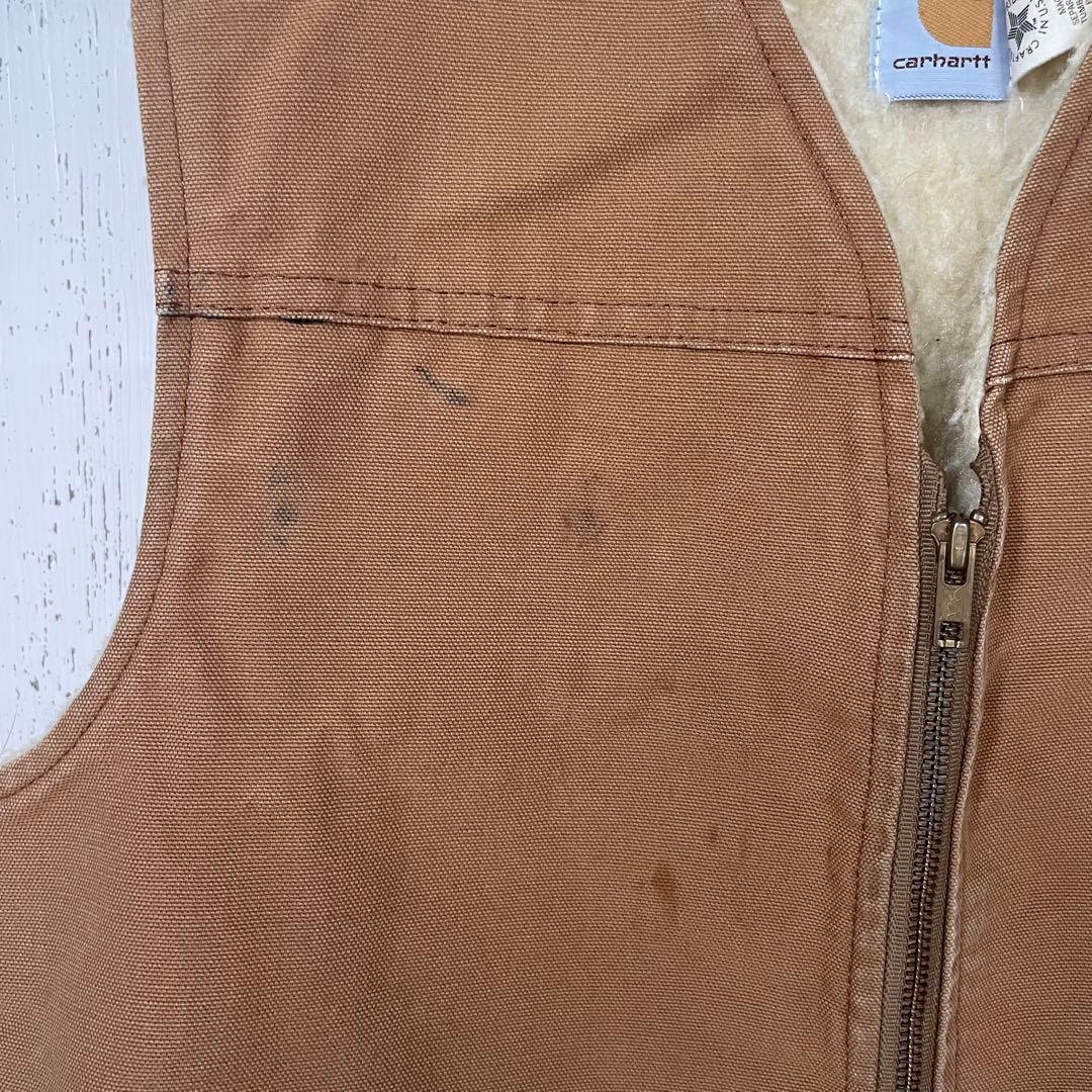 【かず】カーハート　Carhartt ダックベスト　ボア裏地　ブラウン　M