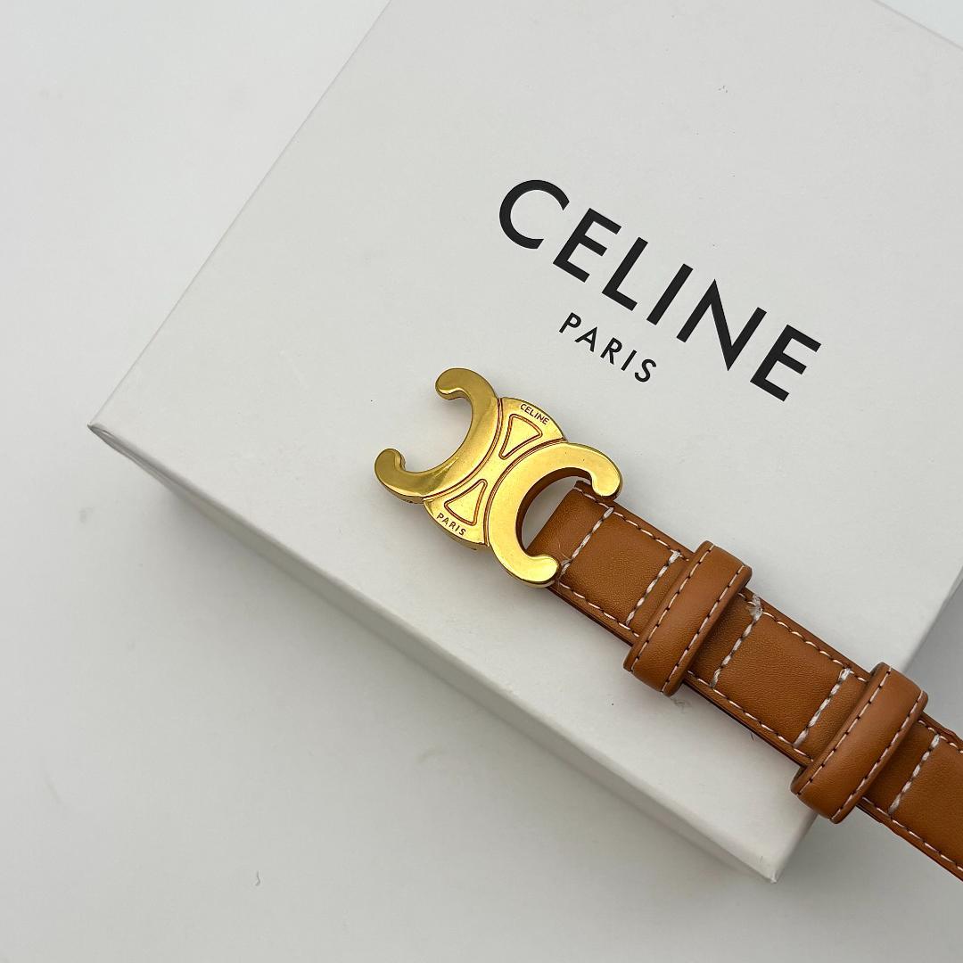 Celine セリーヌ ベルト トリオンフ金具 レザー ブラウン 100