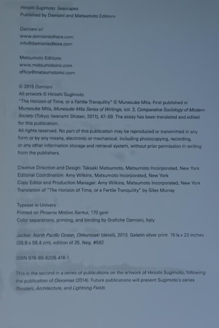 【Hiroshi Sugimoto：Seascapes】　★新品・未読品・美本