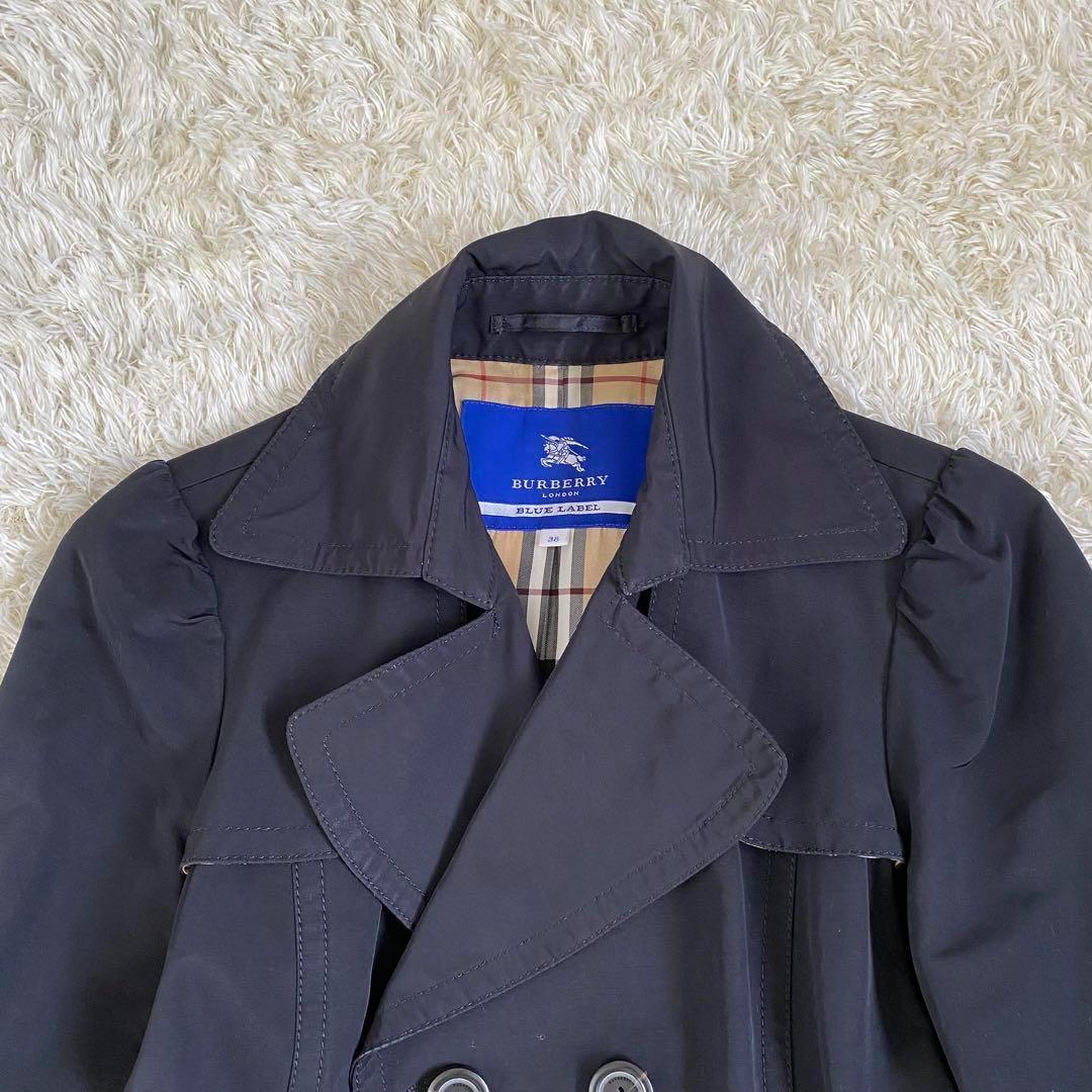 【美品】バーバリーブルーレーベル　トレンチコート　ノバチェック　ギャザー　38