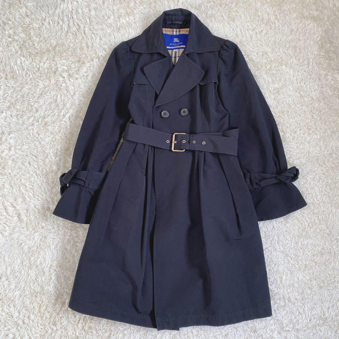 【美品】バーバリーブルーレーベル　トレンチコート　ノバチェック　ギャザー　38