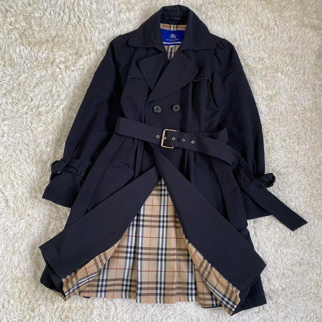 【美品】バーバリーブルーレーベル　トレンチコート　ノバチェック　ギャザー　38