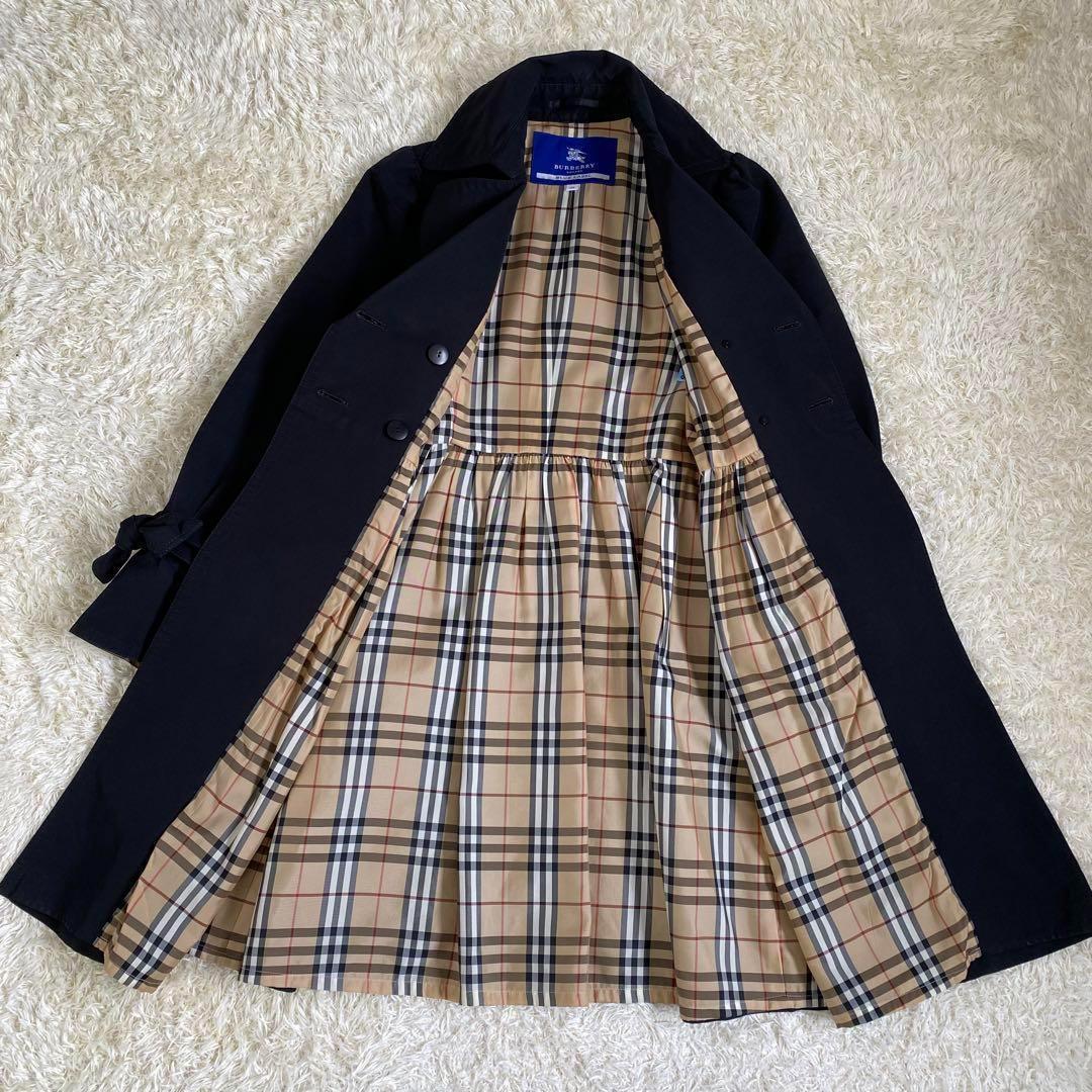 【美品】バーバリーブルーレーベル　トレンチコート　ノバチェック　ギャザー　38