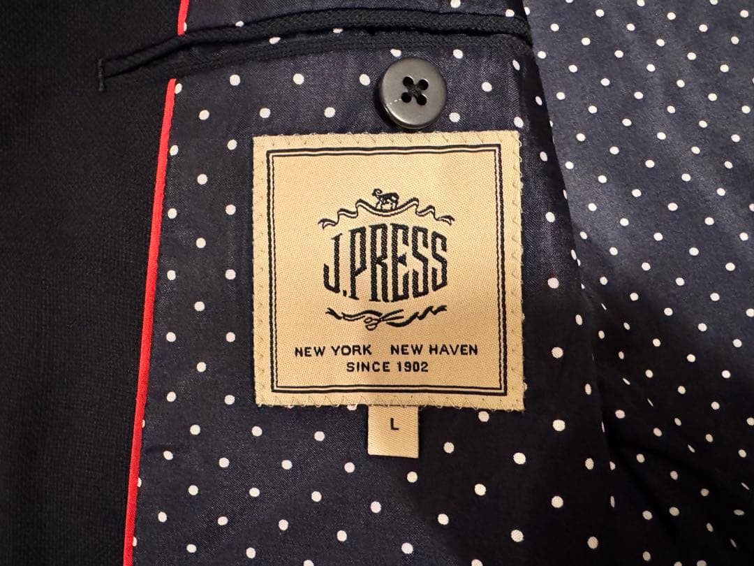 J.PRESS 　紺ブレ　裏地水玉模様　クリーニング済