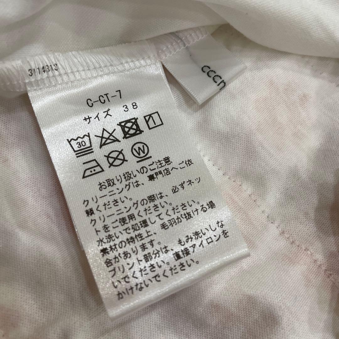 cccmalie シーマリー フロッキー花柄 フリルTシャツ 38 ピンク 美品