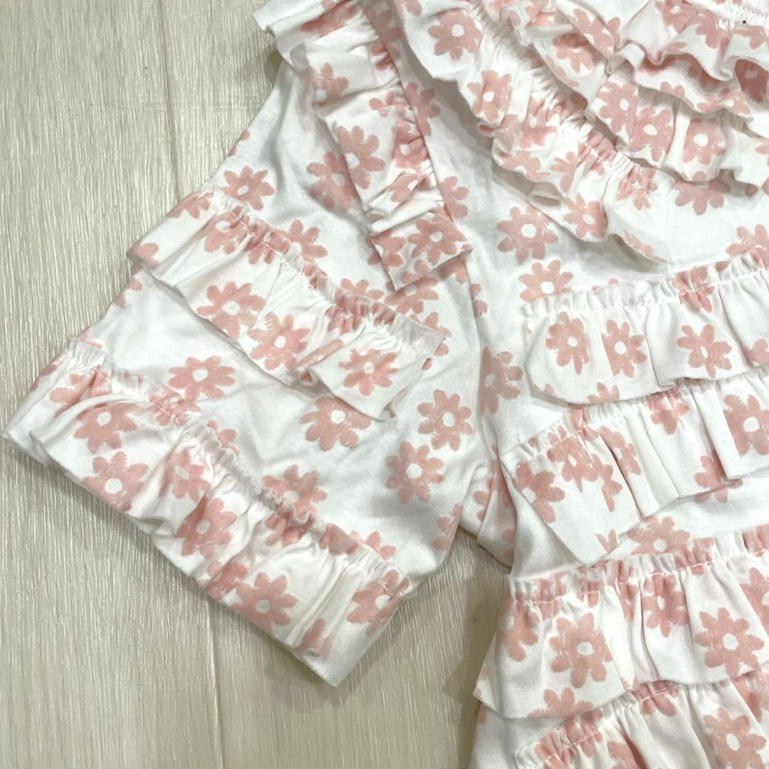 cccmalie シーマリー フロッキー花柄 フリルTシャツ 38 ピンク 美品