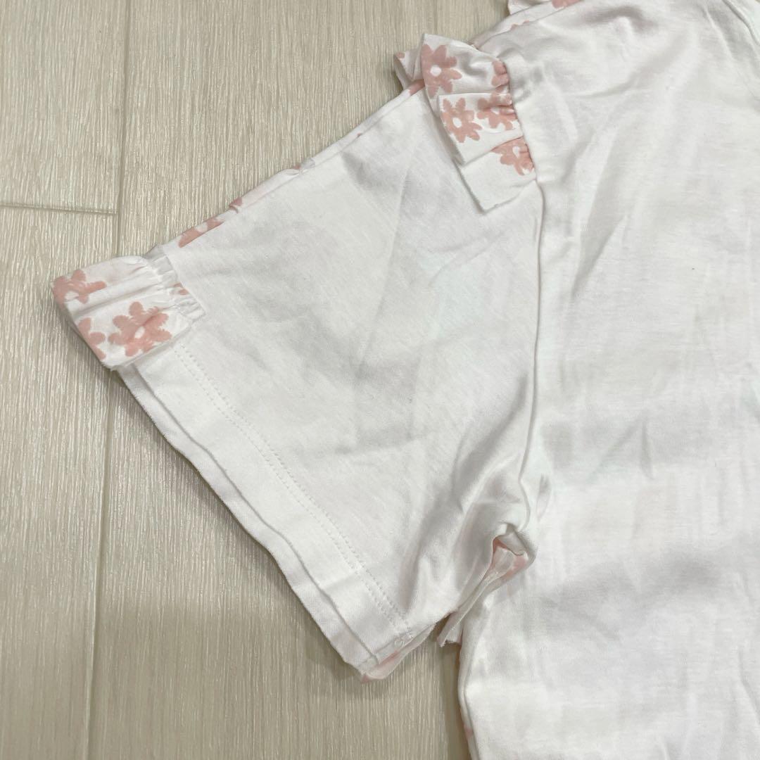 cccmalie シーマリー フロッキー花柄 フリルTシャツ 38 ピンク 美品