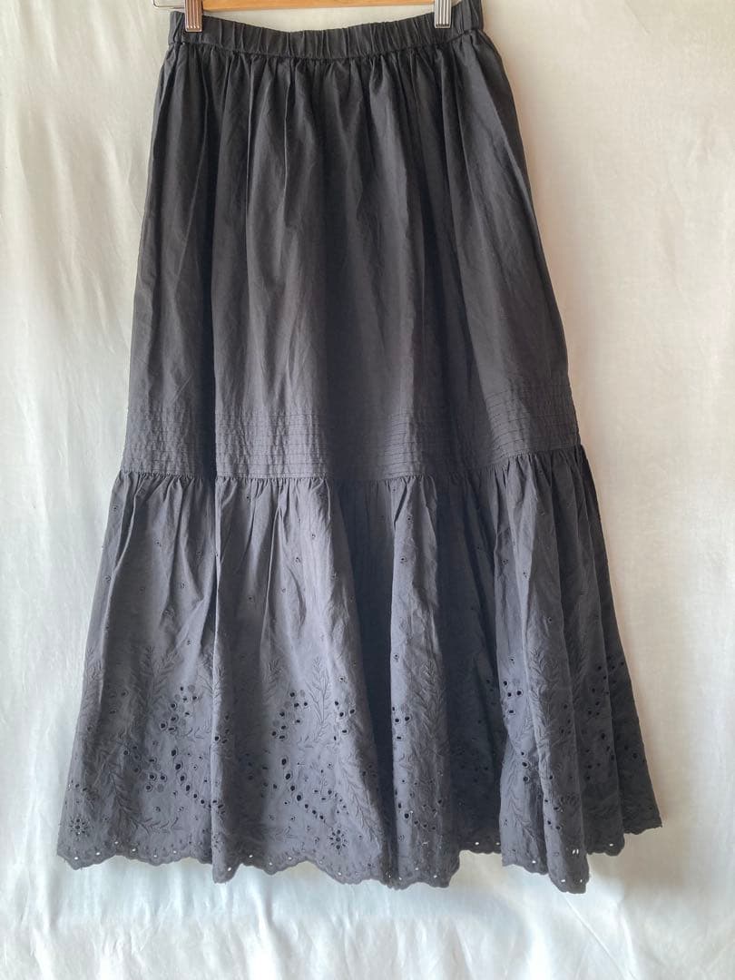 Spick and Span 25AWエンブロイダリーレーススカートブラック38