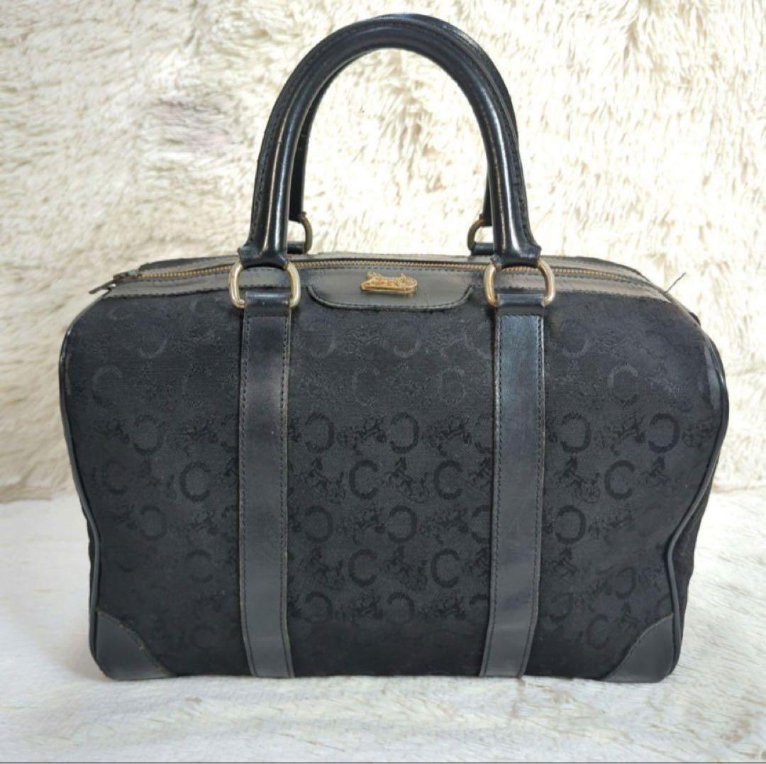 CELINE　オールドセリーヌ　ボストンバッグ　Cマカダム　馬車金具　ブラゾン
