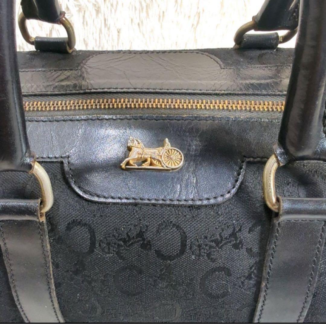 CELINE　オールドセリーヌ　ボストンバッグ　Cマカダム　馬車金具　ブラゾン