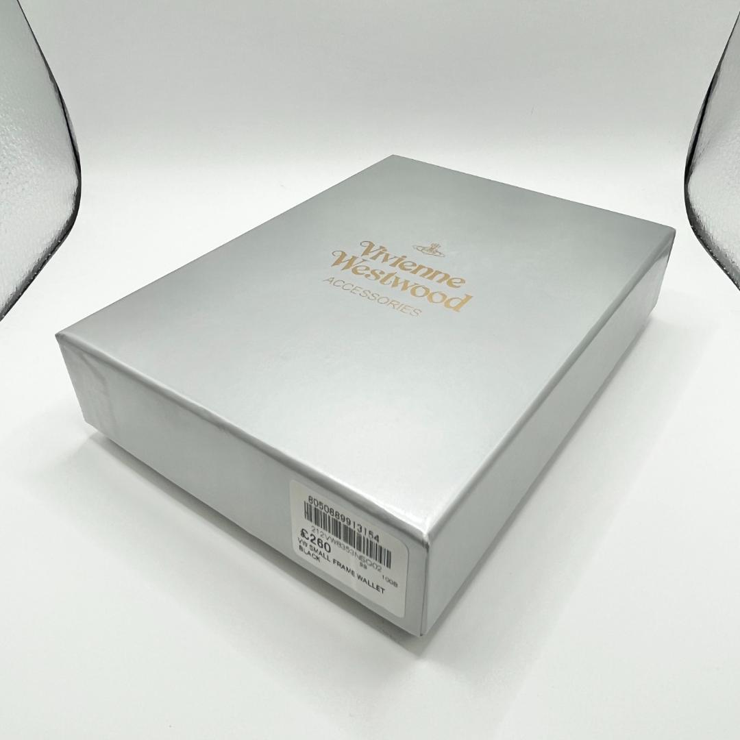 Vivienne Westwood 折財布 定番 型押しマット 折財布 黒 金