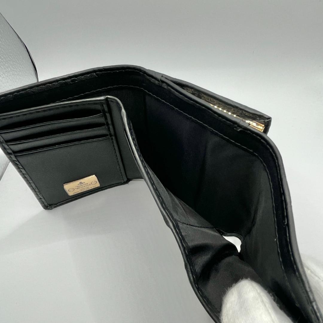 Vivienne Westwood 折財布 定番 型押しマット 折財布 黒 金