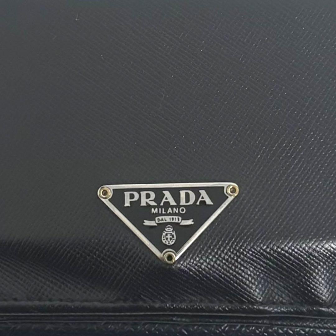 PRADA プラダ 二つ折り財布 サフィアーノ ブラック 三角ロゴ