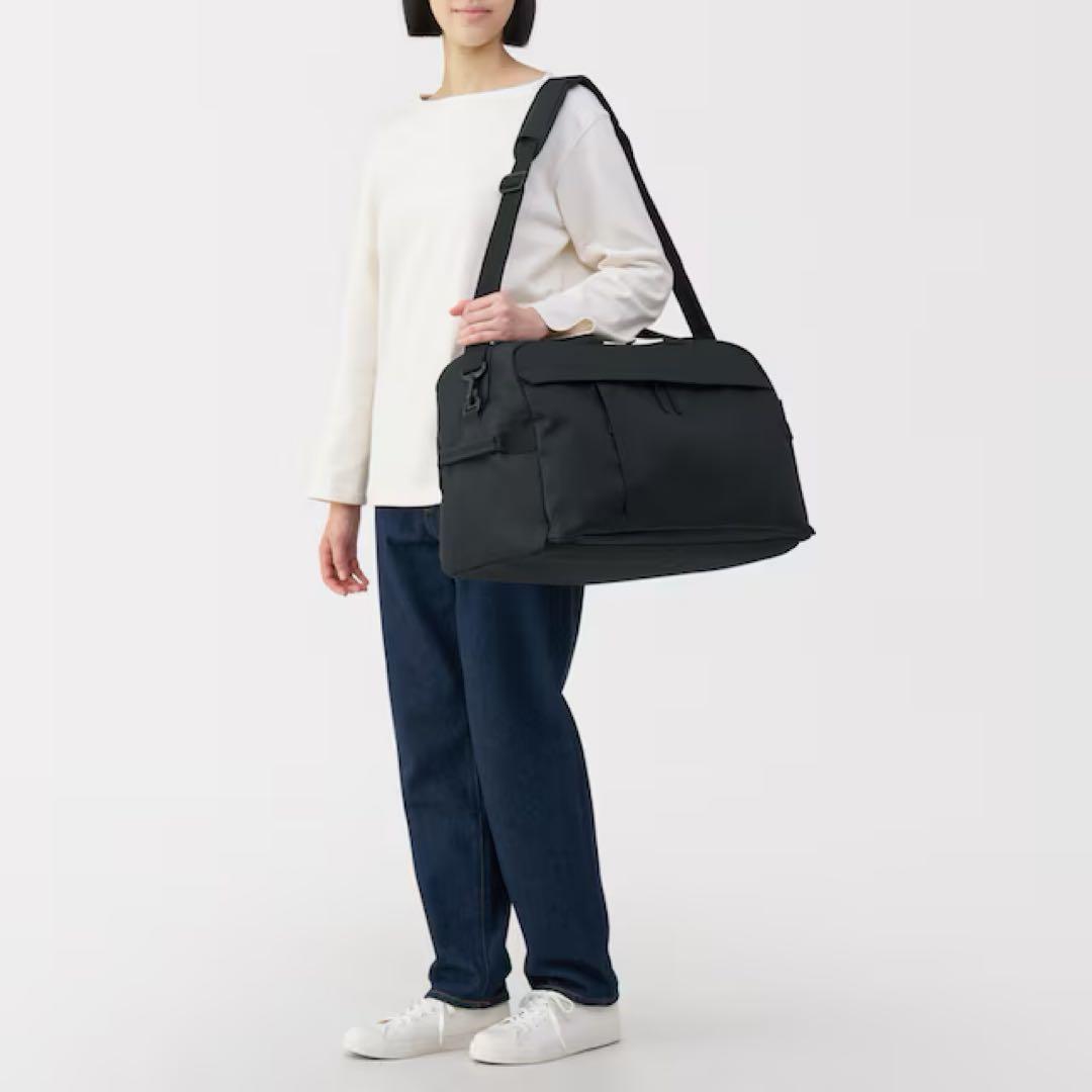 無印良品『新品☆撥水ボストンバッグ ブラック 縦３２×横５０×マチ２３ｃｍ』