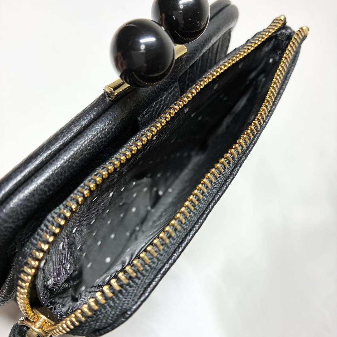 【新品】　ペルケ　がま口　アクリル玉　二つ折りウォレット　財布　レディース　人気