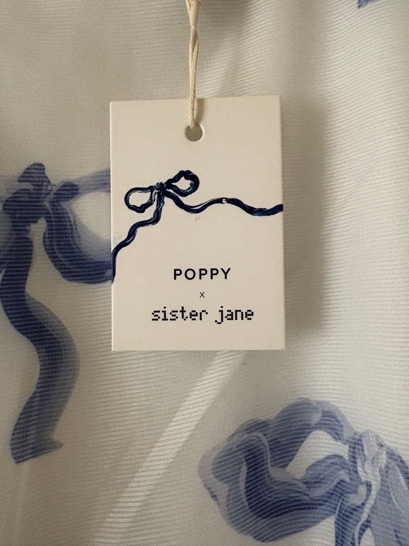Sister jane poppy コラボ　リボン　ブルー　ワンピース シフォン