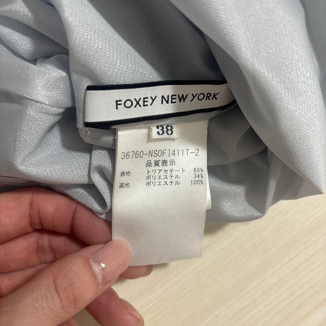 【1回着用のみ】FOXEY NEW YORK ノースリーブワンピース 水色