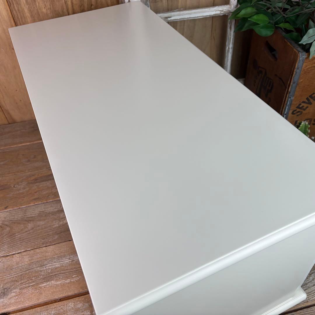 訳あり品【97】フレンチ調ホワイトチェスト横長木製収納家具姫系洋タンス飾り棚姫