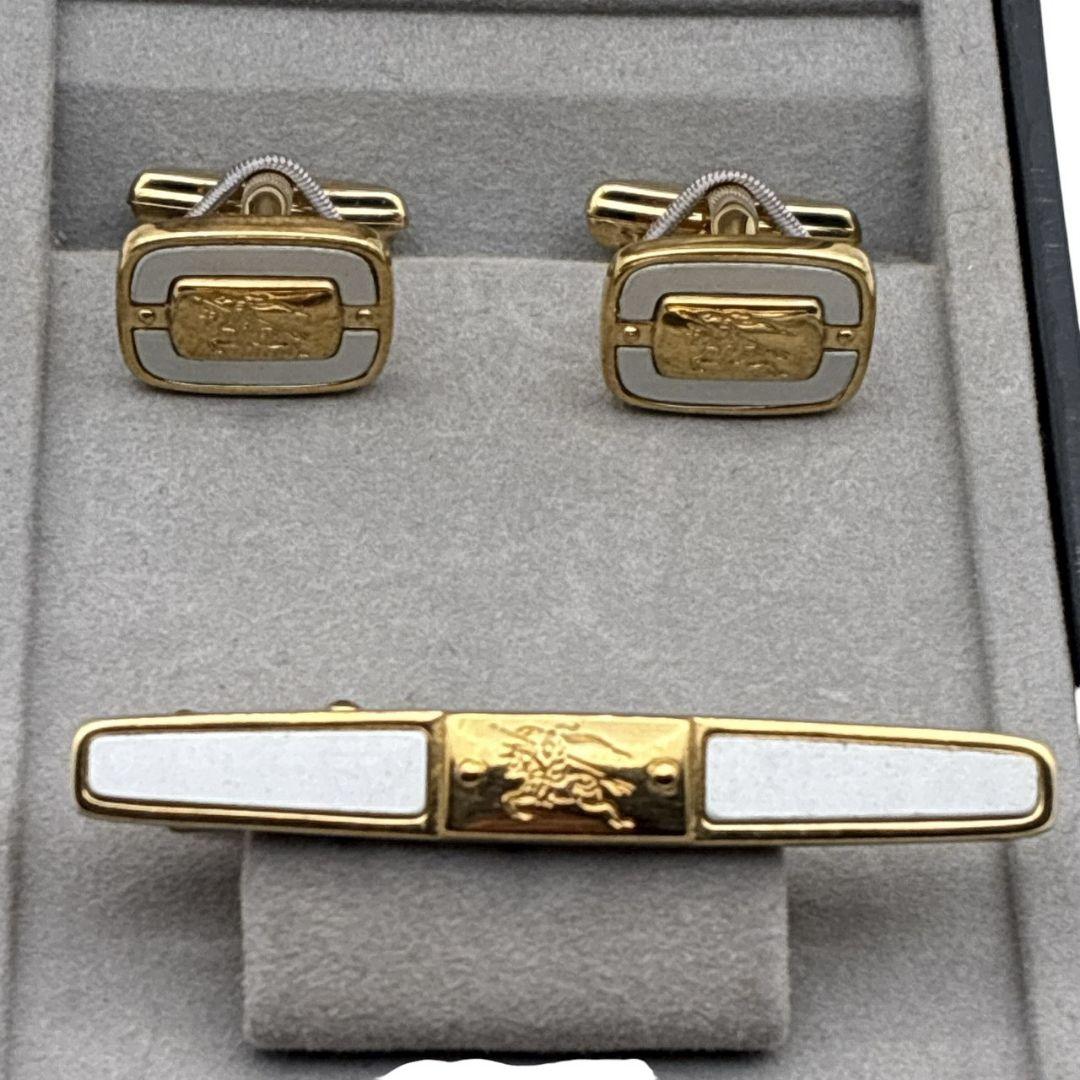 美品✨BURBERRY バーバリー カフス ネクタイピン セット ロゴ ゴールド