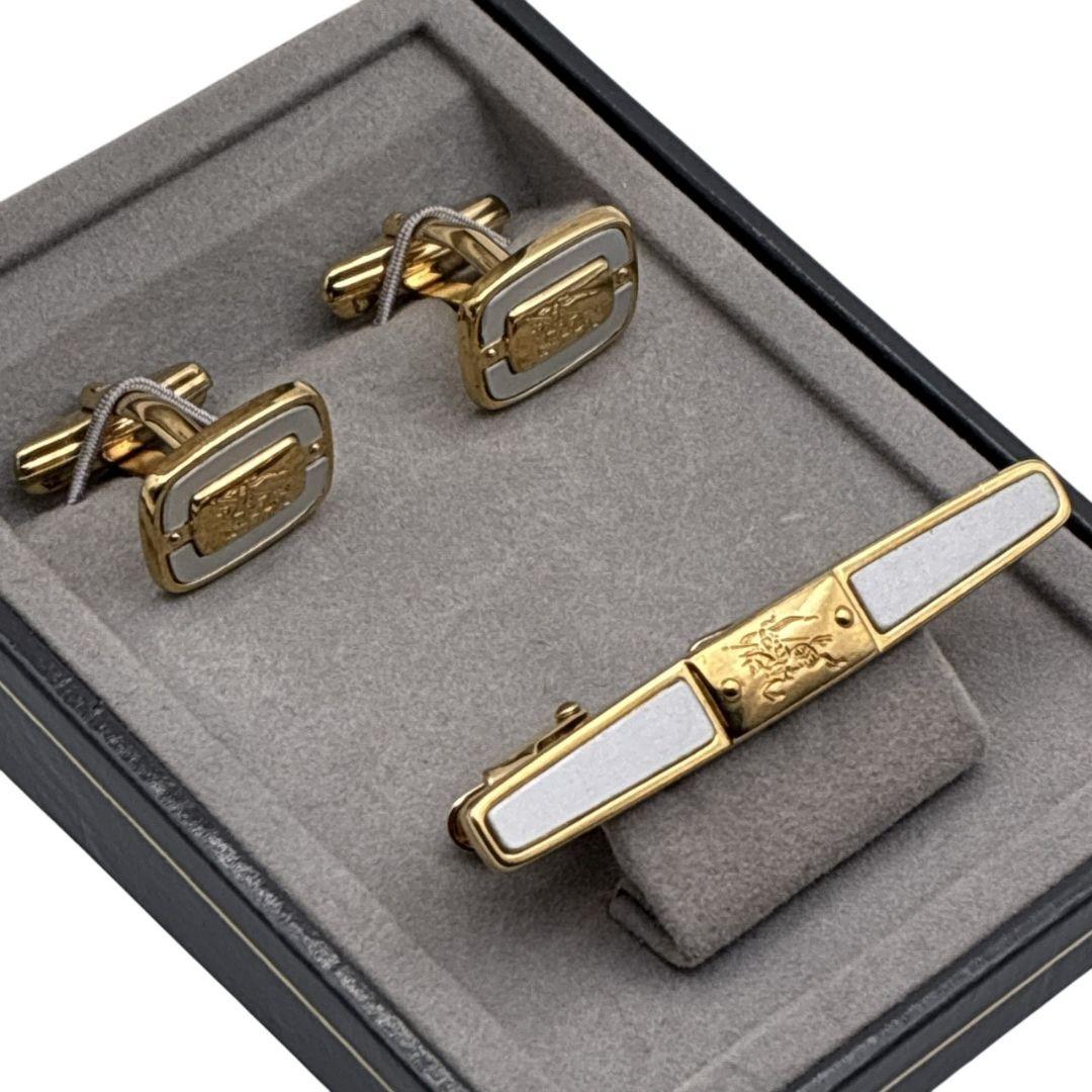 美品✨BURBERRY バーバリー カフス ネクタイピン セット ロゴ ゴールド