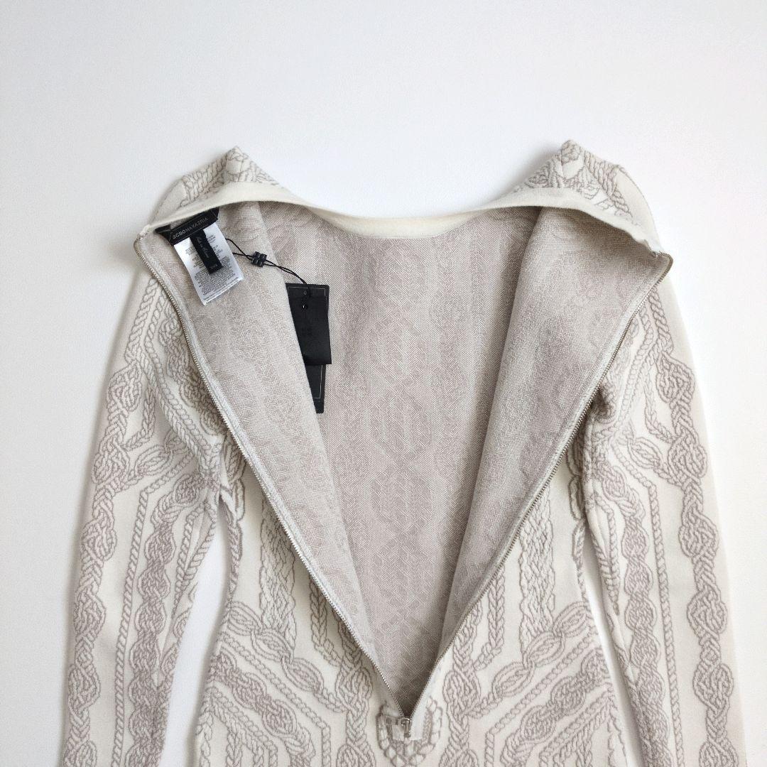 BCBGMAXAZRIA ニットワンピース ミディ丈 長袖 ホワイト XXS