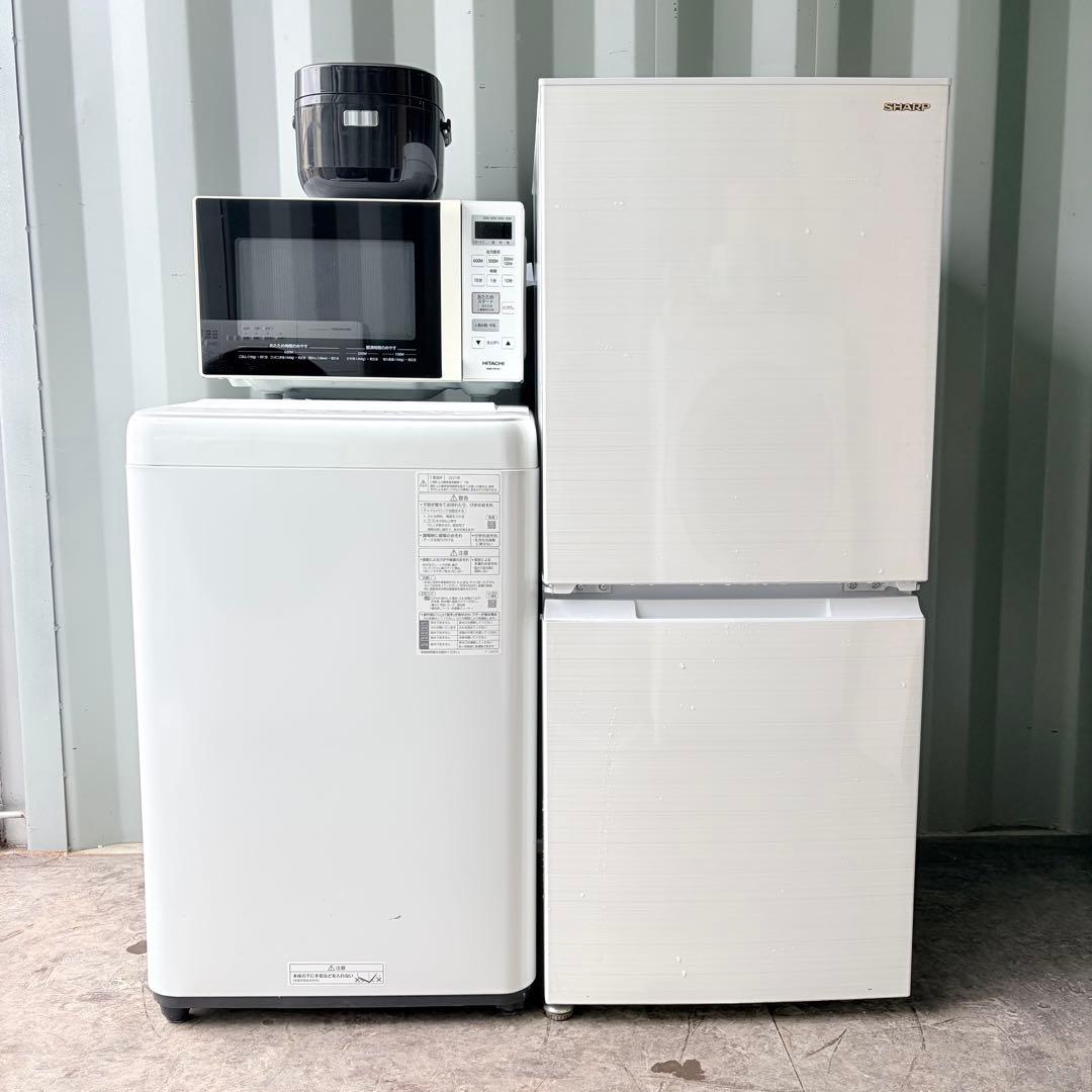 運搬取付無料！純正pana洗濯機シャープ冷蔵庫炊飯器＋フラットレンジ4点セット！