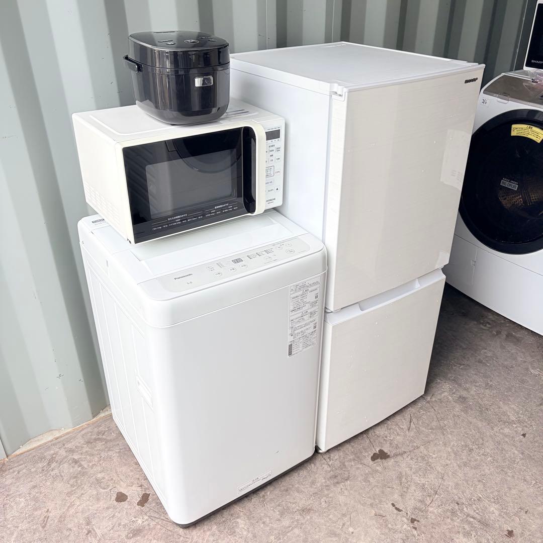 運搬取付無料！純正pana洗濯機シャープ冷蔵庫炊飯器＋フラットレンジ4点セット！