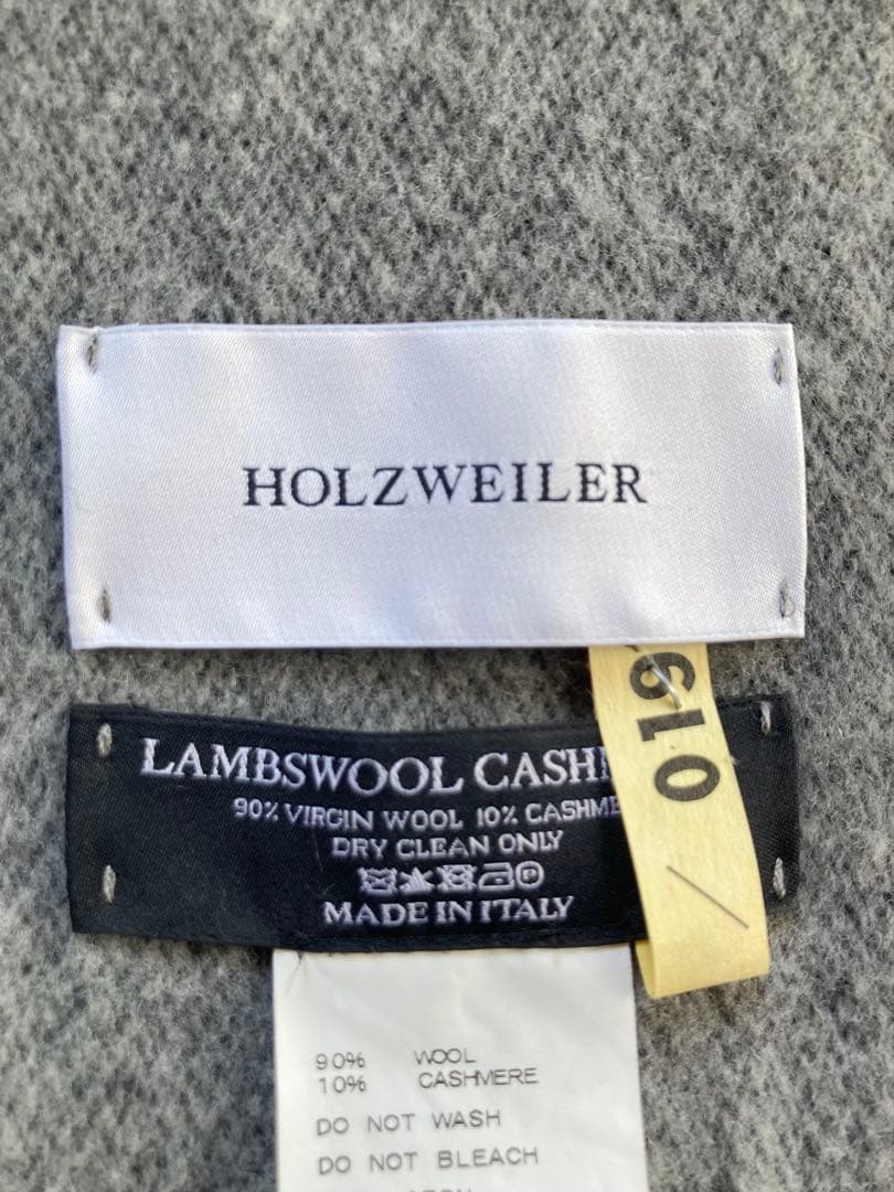 イタリア製【HOLZWEILER】ウールカシミヤストール フレームワーク グレー